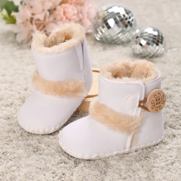Botas Bebê Menina Meninos Inverno Quente Sapatos Sólidos Moda Criança Bolas Peludas 0-18M - Imagem 17
