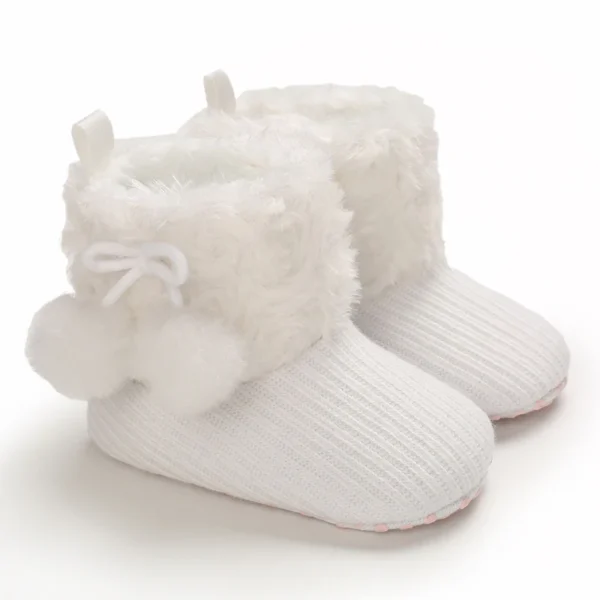 Botas Bebê Menina Meninos Inverno Quente Sapatos Sólidos Moda Criança Bolas Peludas 0-18M - Imagem 7