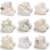 Botas Bebê Menina Meninos Inverno Quente Sapatos Sólidos Moda Criança Bolas Peludas 0-18M