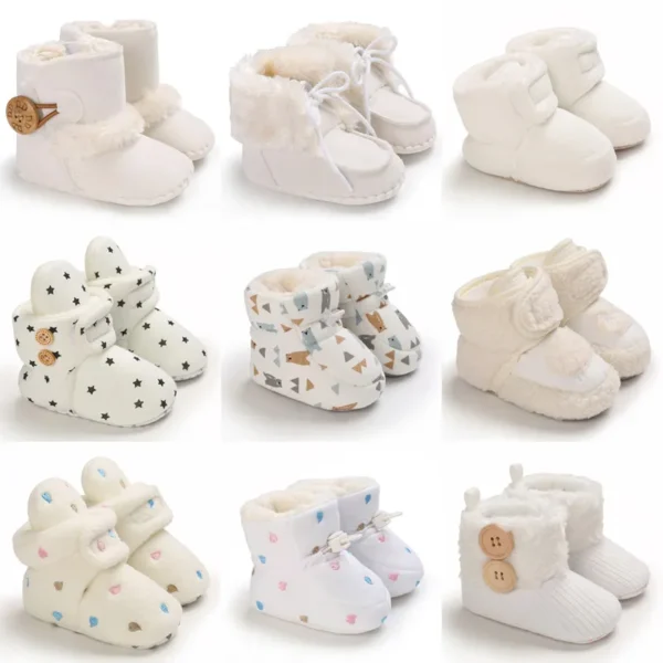 Botas Bebê Menina Meninos Inverno Quente Sapatos Sólidos Moda Criança Bolas Peludas 0-18M